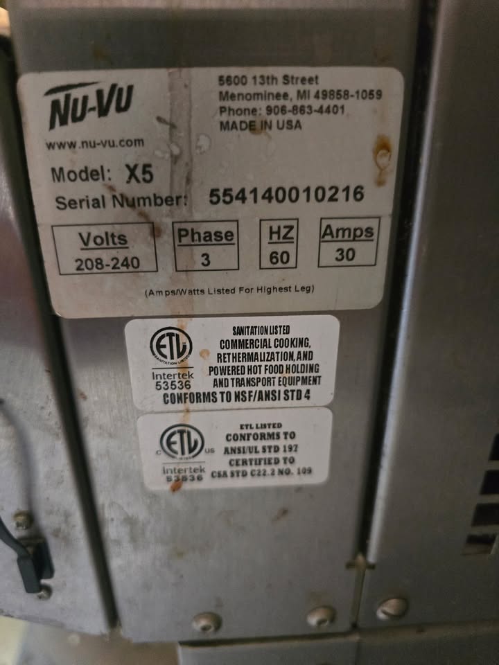 Nu-Vu X5 Commercial Bakery Oven - SmartTouch Controls